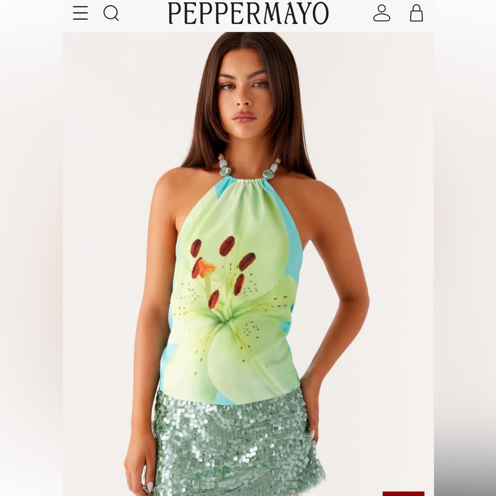 Peppermayo Dalia Beaded Tie Back Top